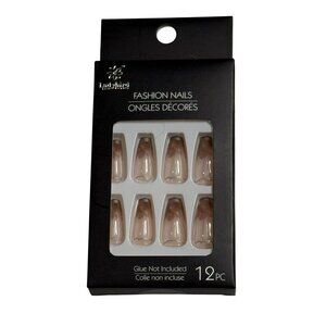 Ladybird Fashion Nails Press On 12pc Nude Gold Marble Nail Set